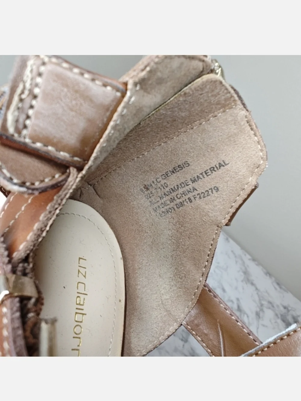 Liz Claiborne Genesis Cognac Peep-Toe Buckle Booties Size 8M
